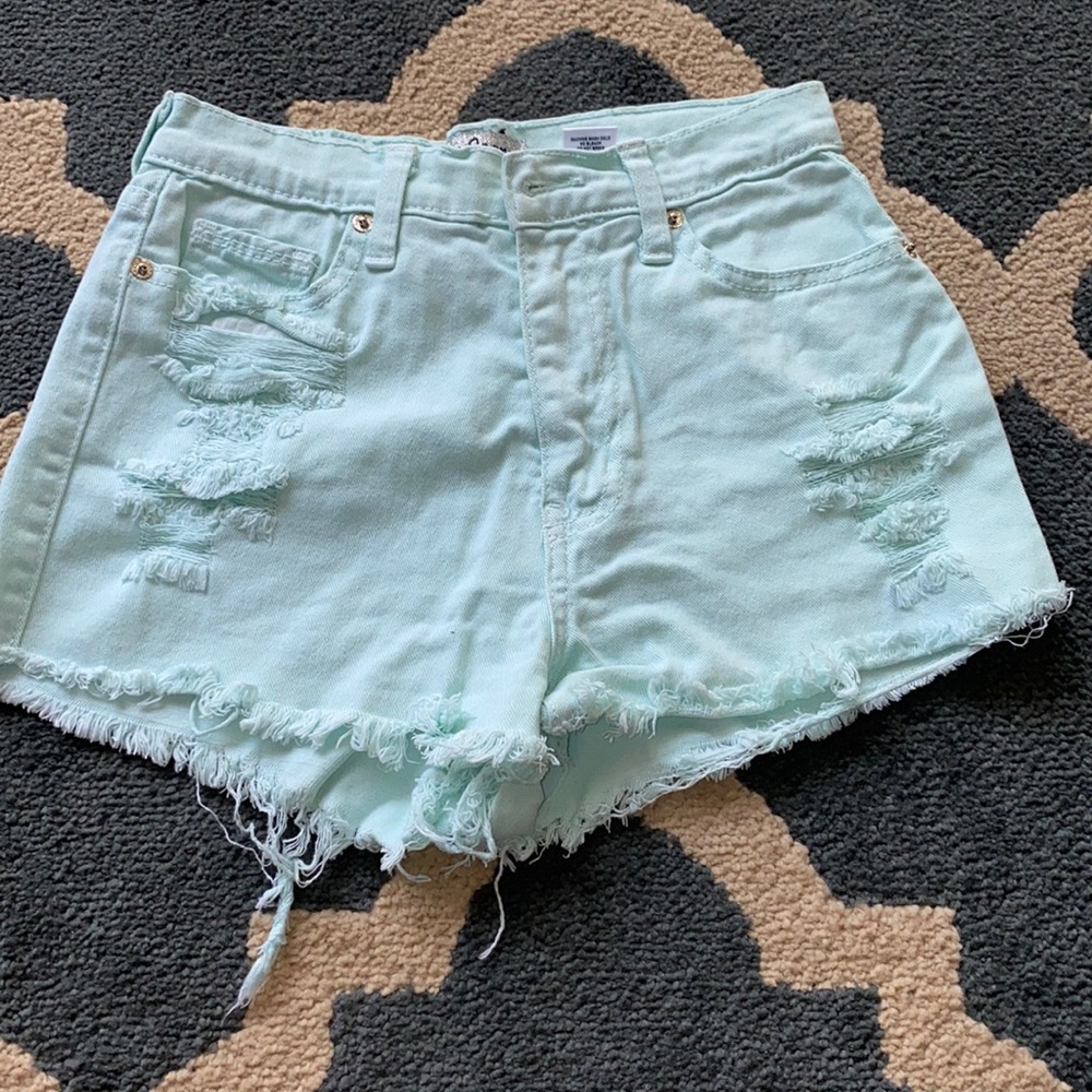 Light Green Denim Shorts